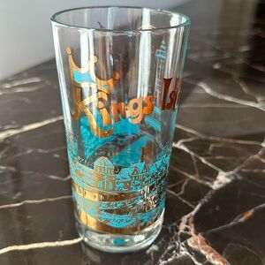 Vintage Kings Island Adventure Park Cincinnati Ohio Highball Glassware Gold Teal